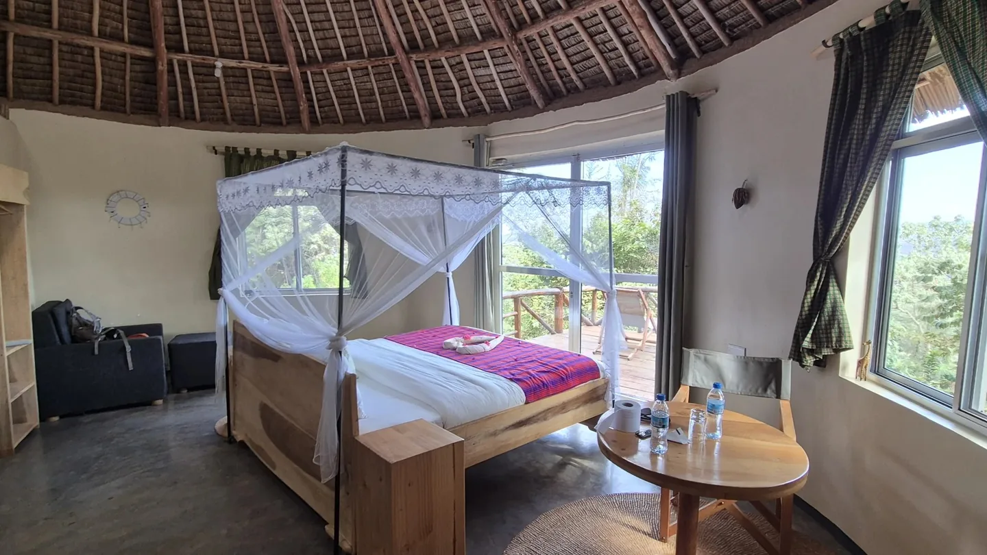 Guest room at a mid-range safari lodge in Tanzania