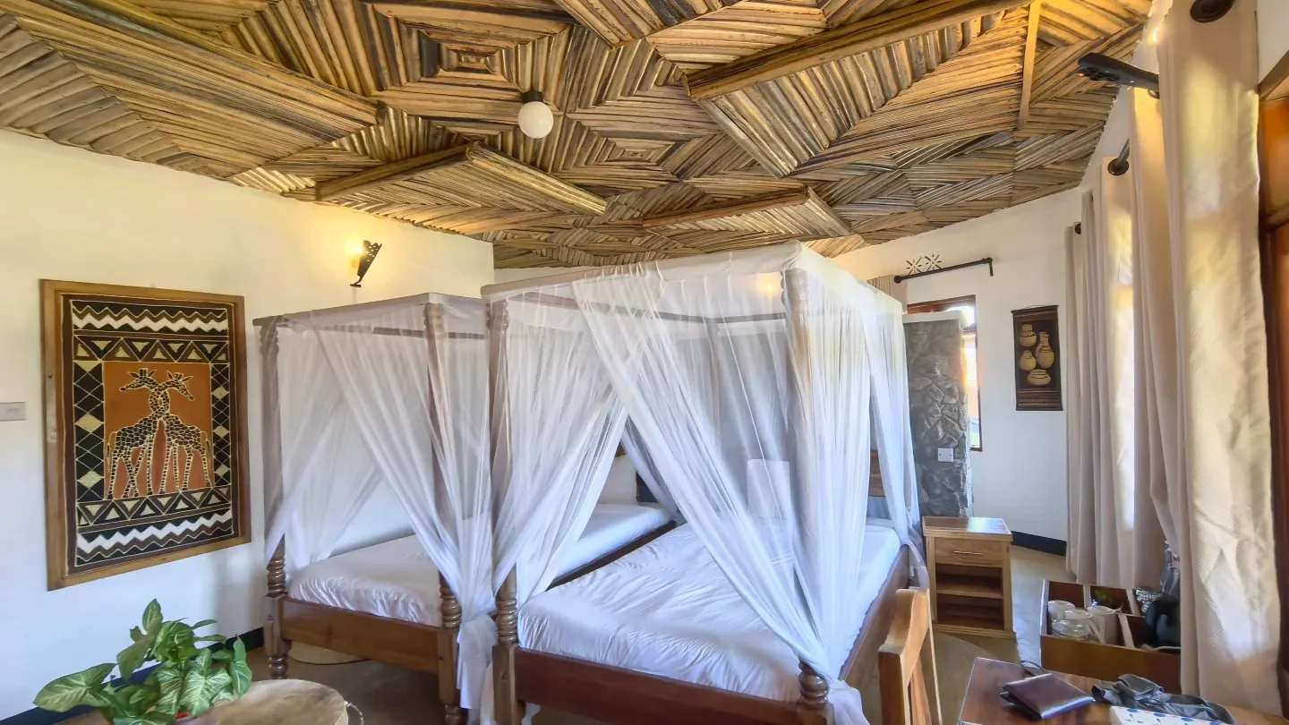 Guest room at a safari lodge in Tanzania