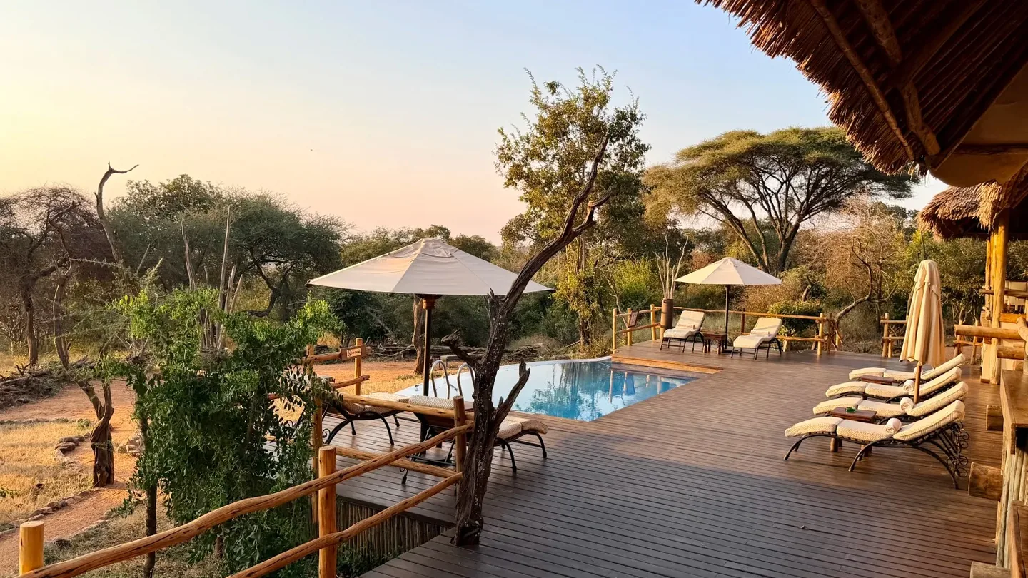 Pool deck at a safari lodge in Tarangire